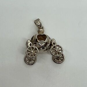 Vtg 925 Sterling Silver Cinderella Pumpkin Carriage Necklace Pendant